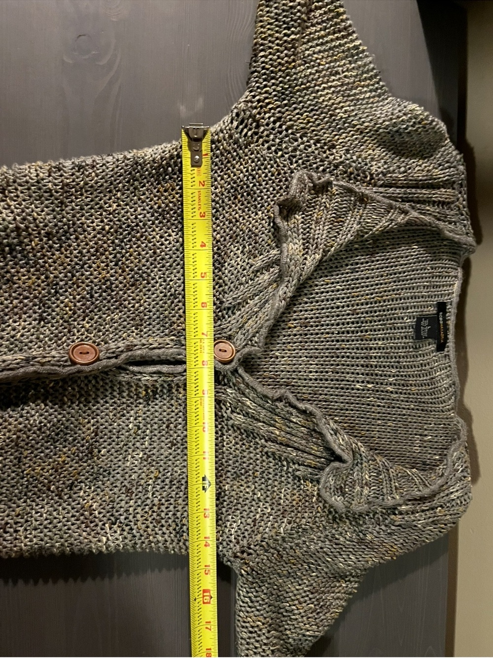 BCBGMaxAzria Olive Longline Fringed Button Cardigan - Picture 5 of 5